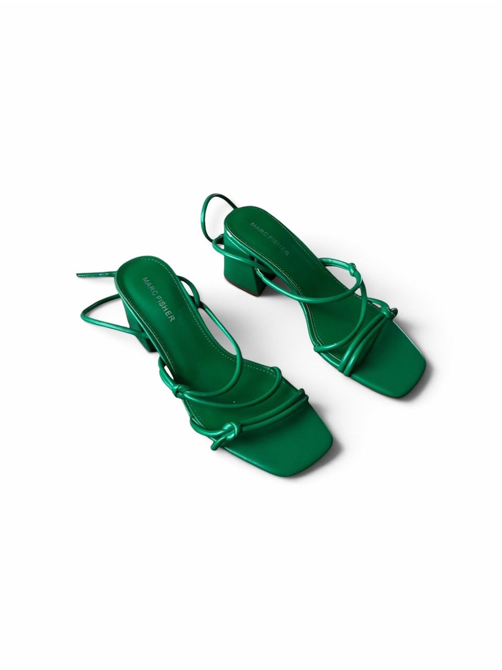 Marc Fisher Emerald Green Knotted Strappy Block Heel Sandals